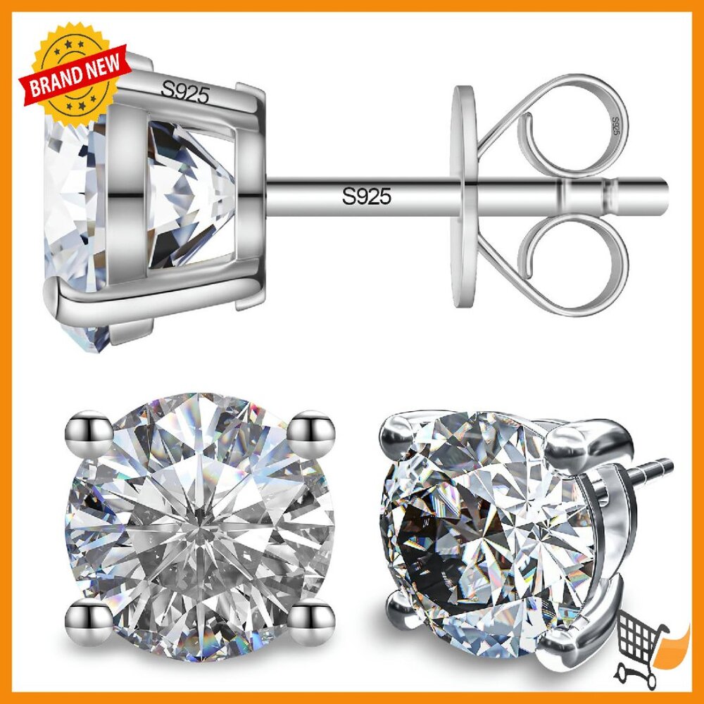 1 Ct Moissanite Stud Earrings 18k White Gold Plated Sterling Silver